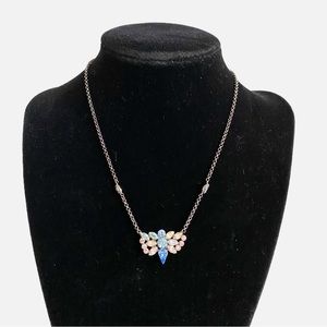 Blue Jeweled Silver Necklace